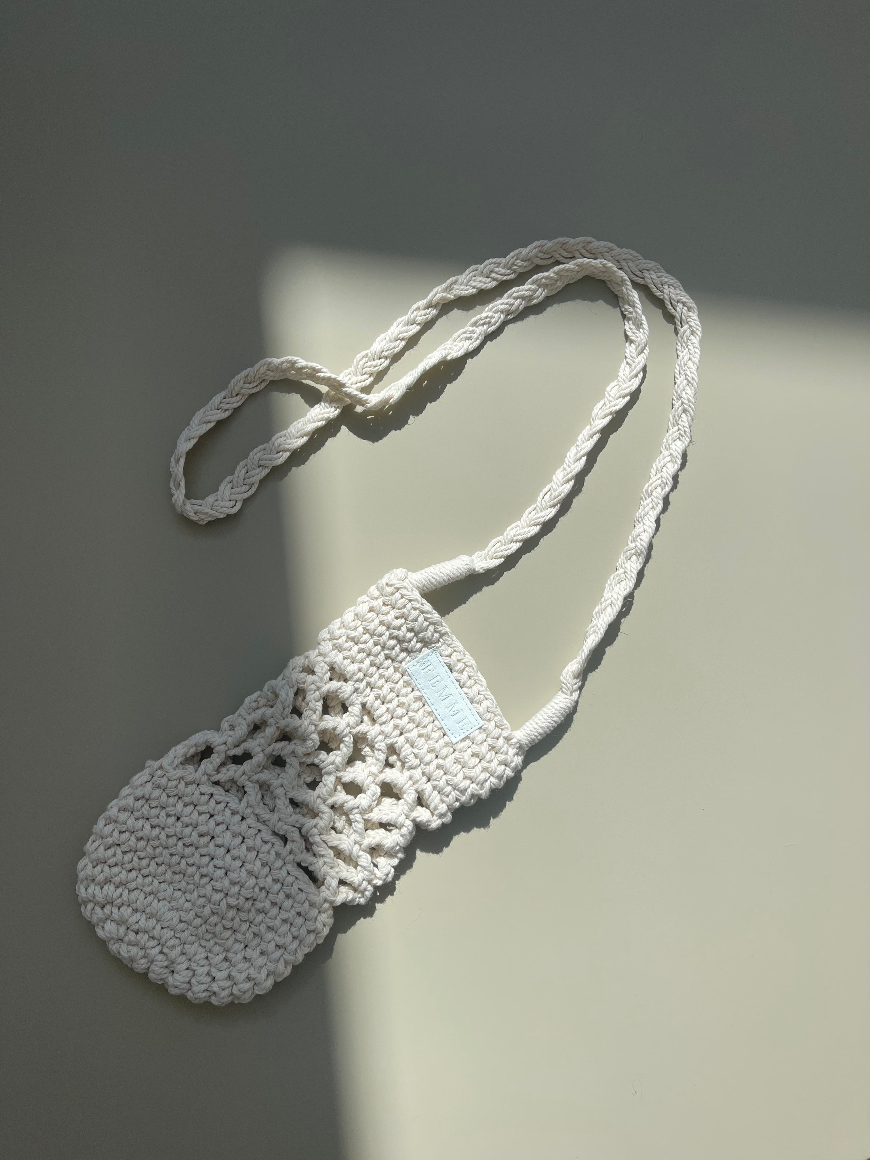 Crochet Water Bottle Holder - Beige