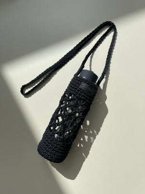 Crochet Water Bottle Holder - Black
